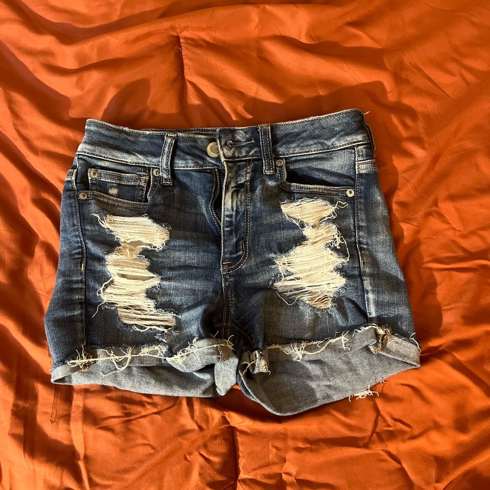 American Eagle High Waisted Ripped Jean Shorts